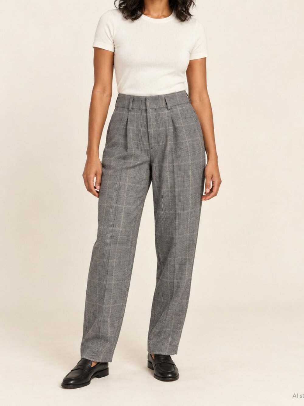 Mango Gray Plaid Pleated Trousers Size US 4 / EUR 36